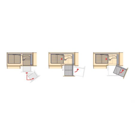 Ferrure Magic Corner Arena Style Blanc Sens Droit avec amortisseur pour porte de 450 mm Ferrure Magic Corner Arena Style Blanc Sens Droit avec amortisseur pour porte de 450 mm