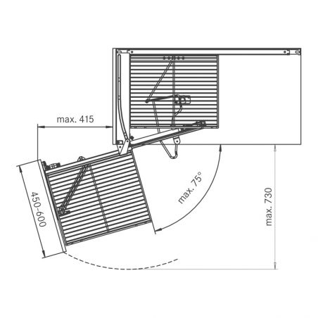 Ferrure Magic Corner Arena Style Blanc Sens Droit avec amortisseur pour porte de 450 mm Ferrure Magic Corner Arena Style Blanc Sens Droit avec amortisseur pour porte de 450 mm