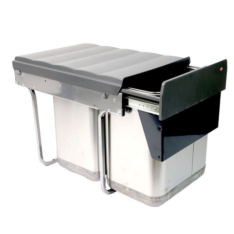 Poubelle coulissante 40L 3 bacs