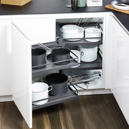 Ferrure Magic Corner Arena Style Anthracite Sens Droit avec amortisseur pour porte de 450 mm