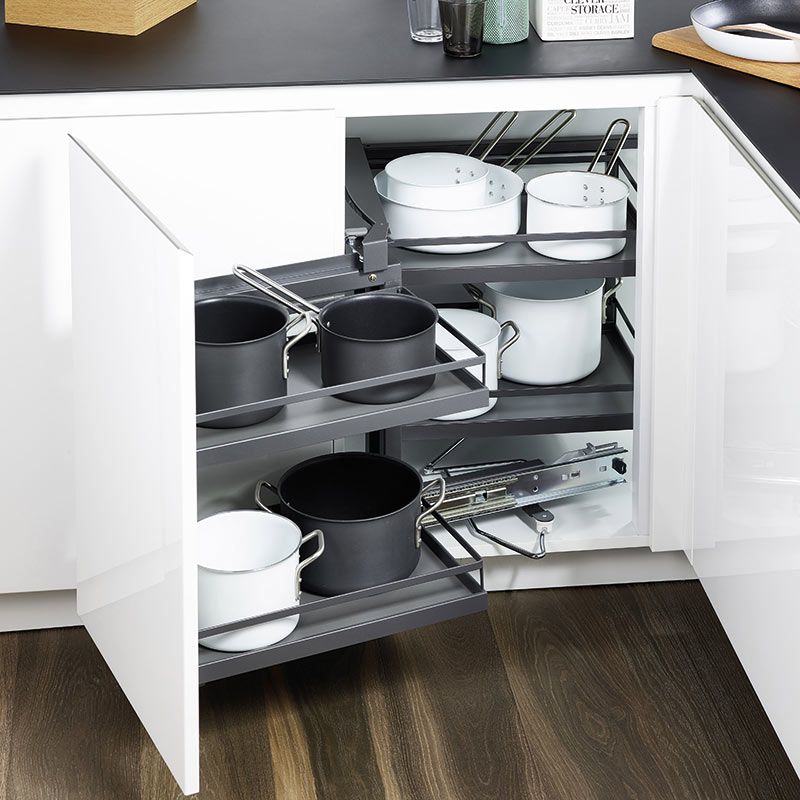 Ferrure Magic Corner Arena Style Anthracite Sens Gauche avec amortisseur pour porte de 450 mm