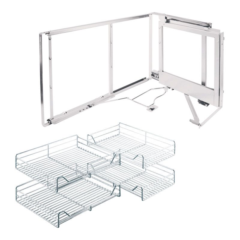 Ferrure Magic Corner Fil rond Chromé Sens Gauche avec amortisseur pour porte de 450 mm