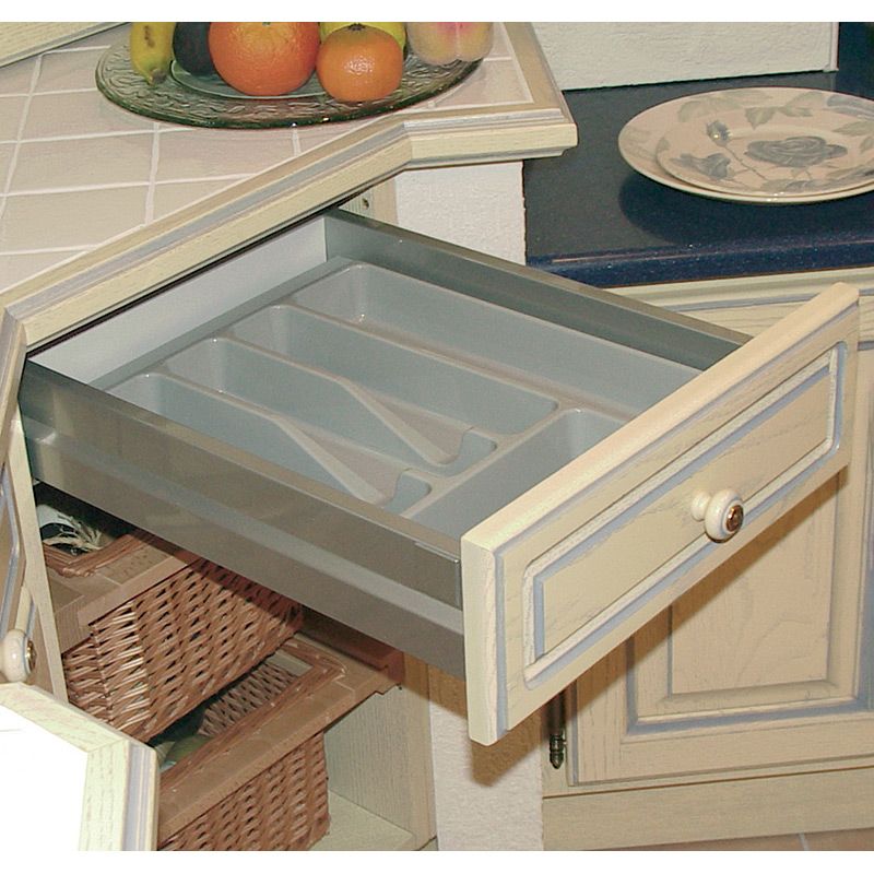 Range-couverts PVC Gris aluminium pour caisson de 500 mm