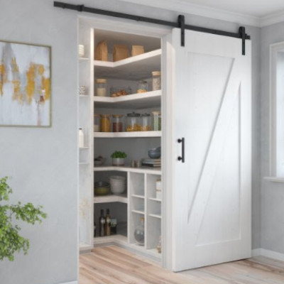 Kit de quincaillerie pour porte coulissante suspendue en bois