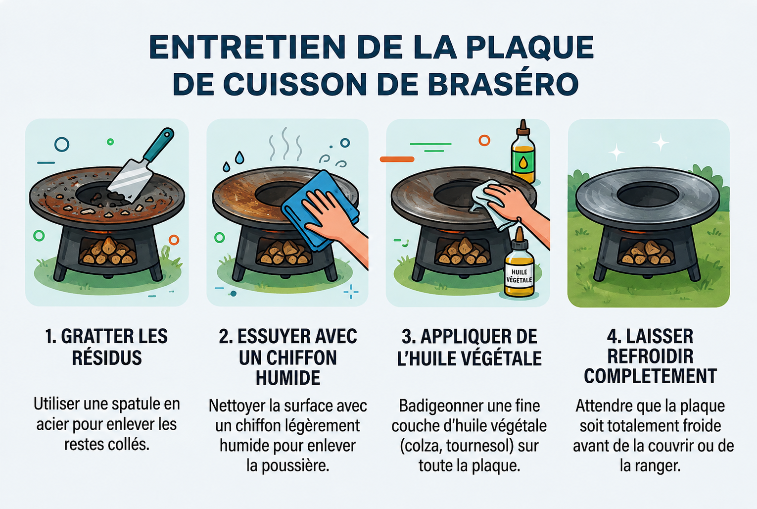 Étapes d'entretien plaque de cuisson braséro
