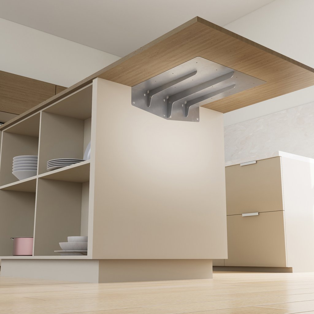 Prolongateur de plan de travail et snack PLAK 450 × 450 mm en inox brossé AISI 304.
