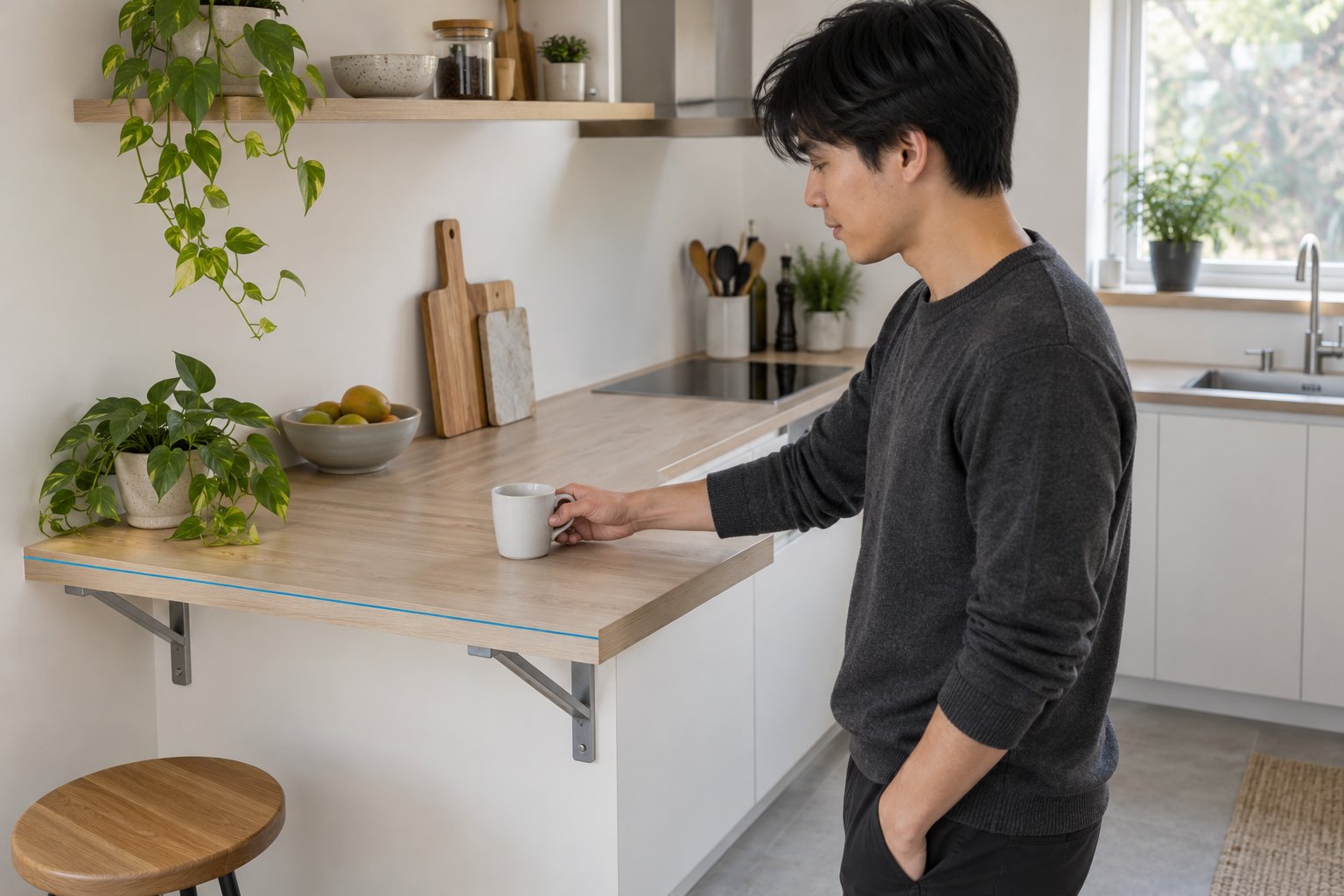Équerre plan de travail charge lourde : bien soutenir un coin repas