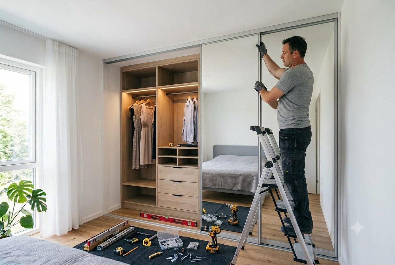 Comment installer 3 portes coulissantes de placard étape par étape